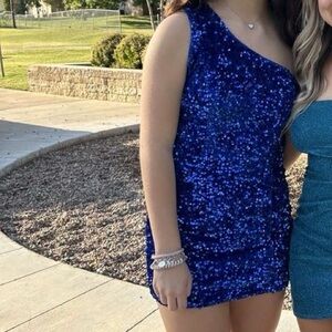 Blue and Teal Sequin Dresses